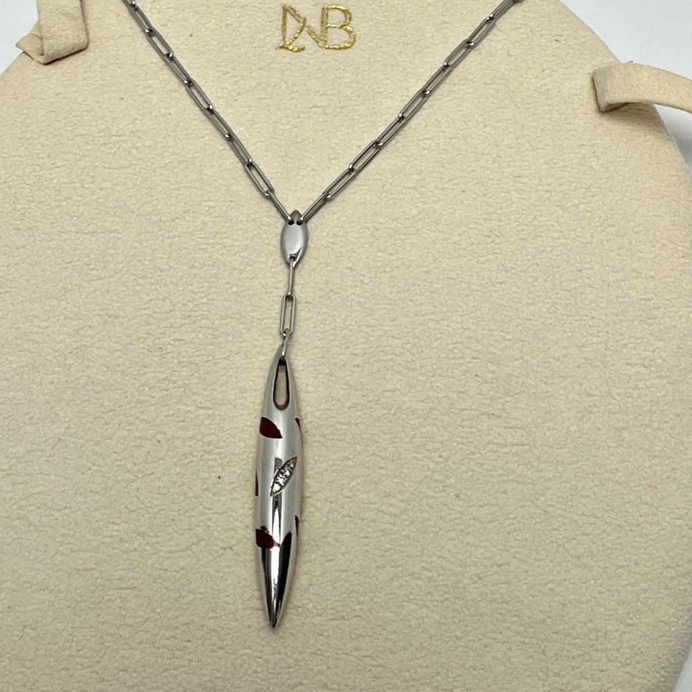 ❤️SOLD❤️ ITALIAN 18K White Gold La NOUVELLE BAGUE Diamond Pendant Necklace - Picture 6 of 12